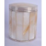 A 1950S CONTINENTAL SILVER AND MOTHER OF PEARL BOX AND COVER. 9 cm x 6 cm.