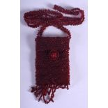 A RARE ANTIQUE RED GARNET LADIES EVENING PURSE. Purse 10 cm x 5 cm.