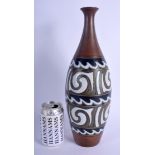 A LARGE CONTEMPOARY STUDIO POTTERY SLIP DECORATED VASE in the manner of Boch Freres. 37 cm high.