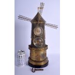 A 19TH CENTURY FRENCH INDUSTRIAL AUTOMATON WINDMILL CLOCK with twin dial and thermometer. 45 cm x 15