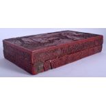 AN 18TH/19TH CENTURY CHINESE CARVED CINNABAR LACQUER BOX AND COVER Qing, bearing Hongwu marks to top