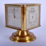 A VINTAGE SETH THOMAS DESK CLOCK BAROMETER CLOCK. 10 cm x 7 cm.