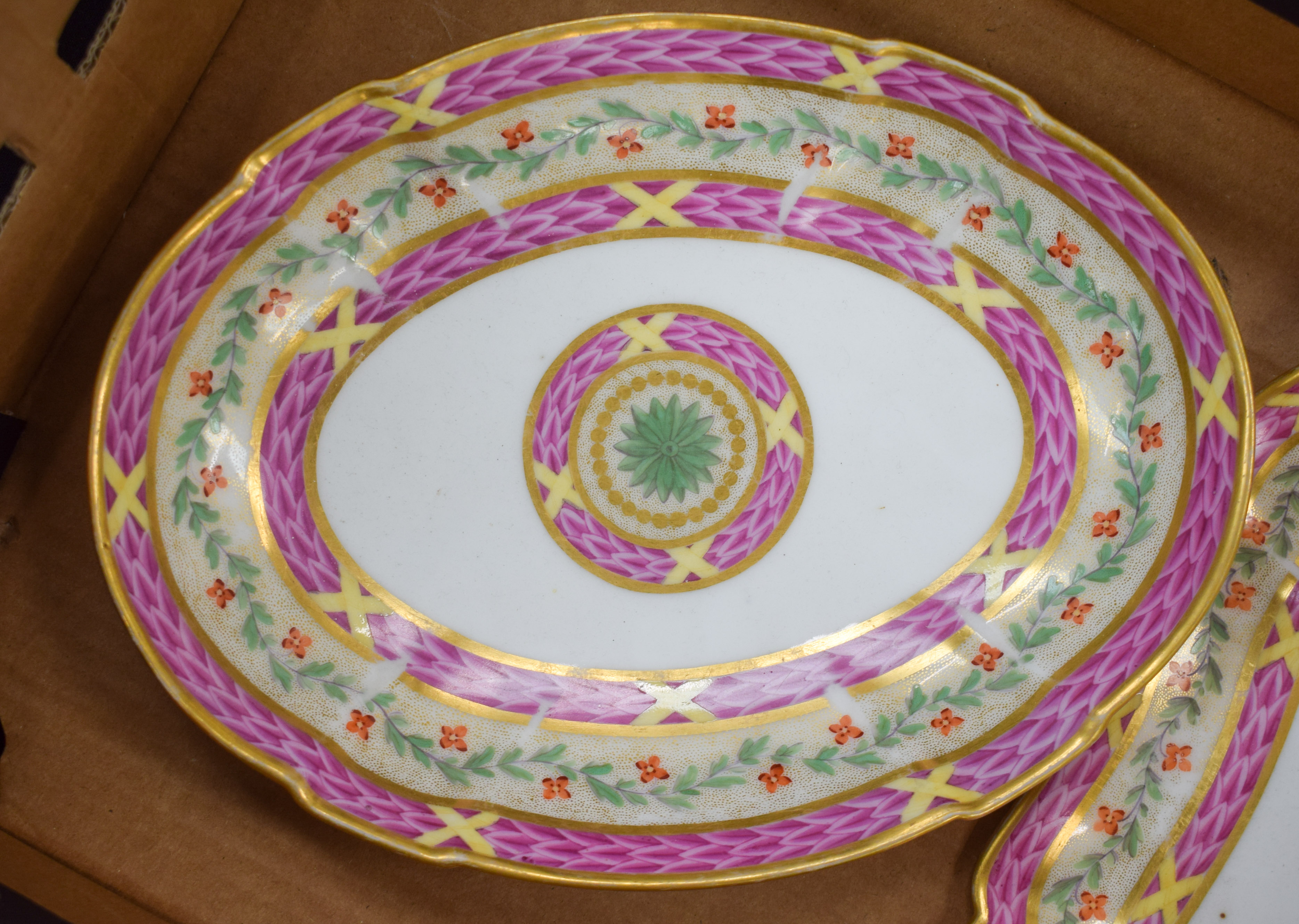 AN EARLY 19TH CENTURY FRENCH RUE THIROUX PARIS PART DESSERT SERVICE painted with flowers. Largest 21 - Image 7 of 13