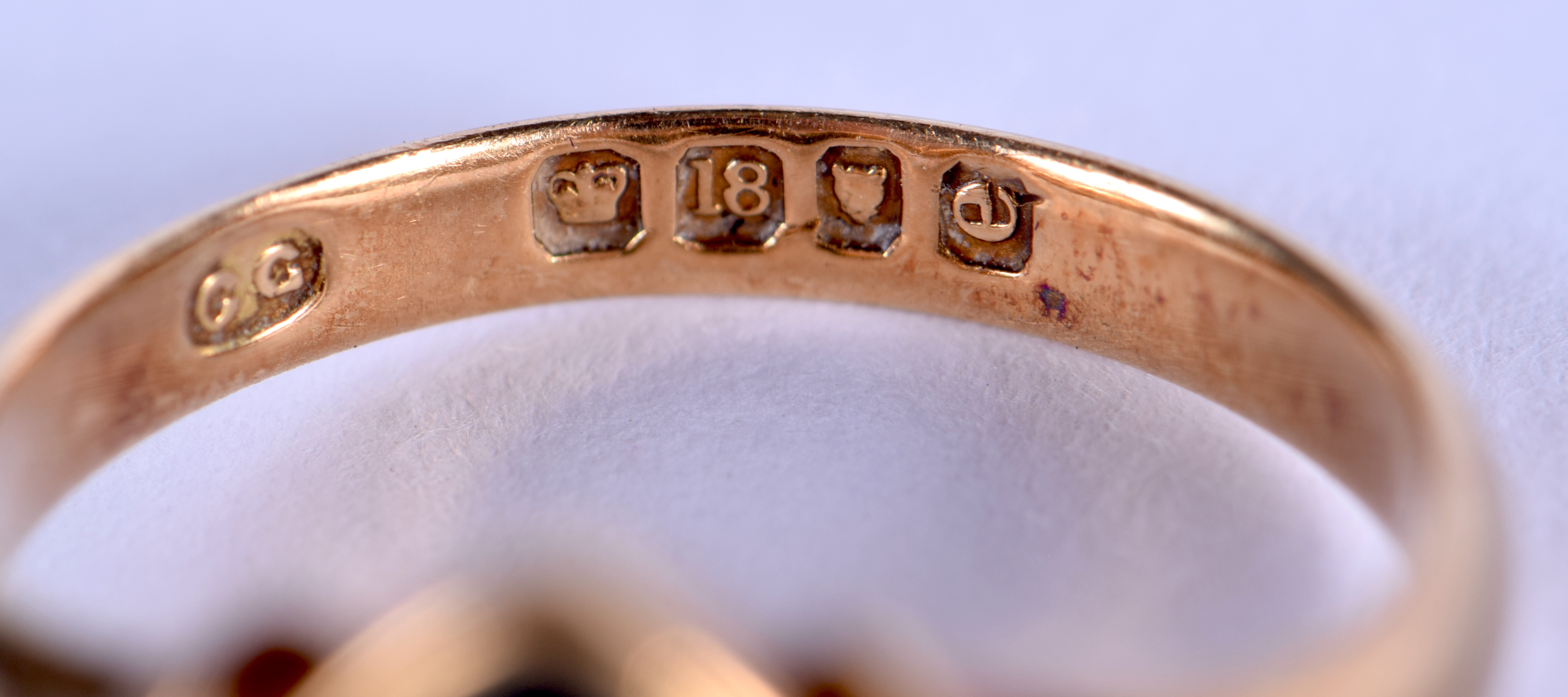 AN 18CT GOLD SHIELD RING. 3.3 grams. L. - Image 3 of 3