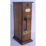 AN ANTIQUE WATKINS PATENT AUTOMATIC OAK DELIVERY MACHINE Chalk Dispenser, Shrewsbury. 37 cm x 11 cm.