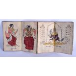 A RARE 19TH CENTURY SOUTH EAST ASIAN PAINTED WATERCOLOUR BOOKLET painted with buddhistic figures in