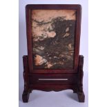 AN EARLY 20TH CENTURY CHINESE MARBLE INSET HARDWOOD SCHOLARS SCREEN Late Qing/Republic. 29 cm x 17 c