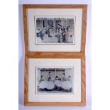 A PAIR OF EARLY 20TH CENTURY TAISHO PERIOD PHOTOGRAPHS depicting social history. Image 21 cm x 17 cm