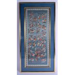 A 1960S CHINESE FRAMED SILK WORK EMBROIDERY PANEL Republic. Silk 52 cm x 17 cm.