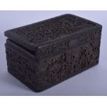 A MID 19TH CENTURY CHINESE CANTON CARVED TORTOISESHELL BOX AND COVER Qing, decorated with figures an