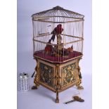 A FINE 19TH CENTURY FRENCH AUTOMATON SINGING BIRD CAGE by Bontemps of Paris, with three birds, two