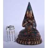 A CHINESE CLOISONNE ENAMEL BRONZE FIGURE OF A BUDDHA 20th Century. 30 cm x 15 cm.