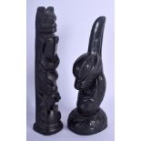TWO VINTAGE HAIDA TYPE FIGURES. Largest 21 cm high. (2)