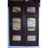 A PAIR OF EARLY 20TH CENTURY CHINESE DREAMSTONE HARDWOOD PANELS. 81 cm x 25 cm.