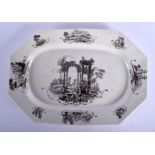 Worcester very rare dish printed with the Amphitheatre, Provenance: Mullens and Handley collection