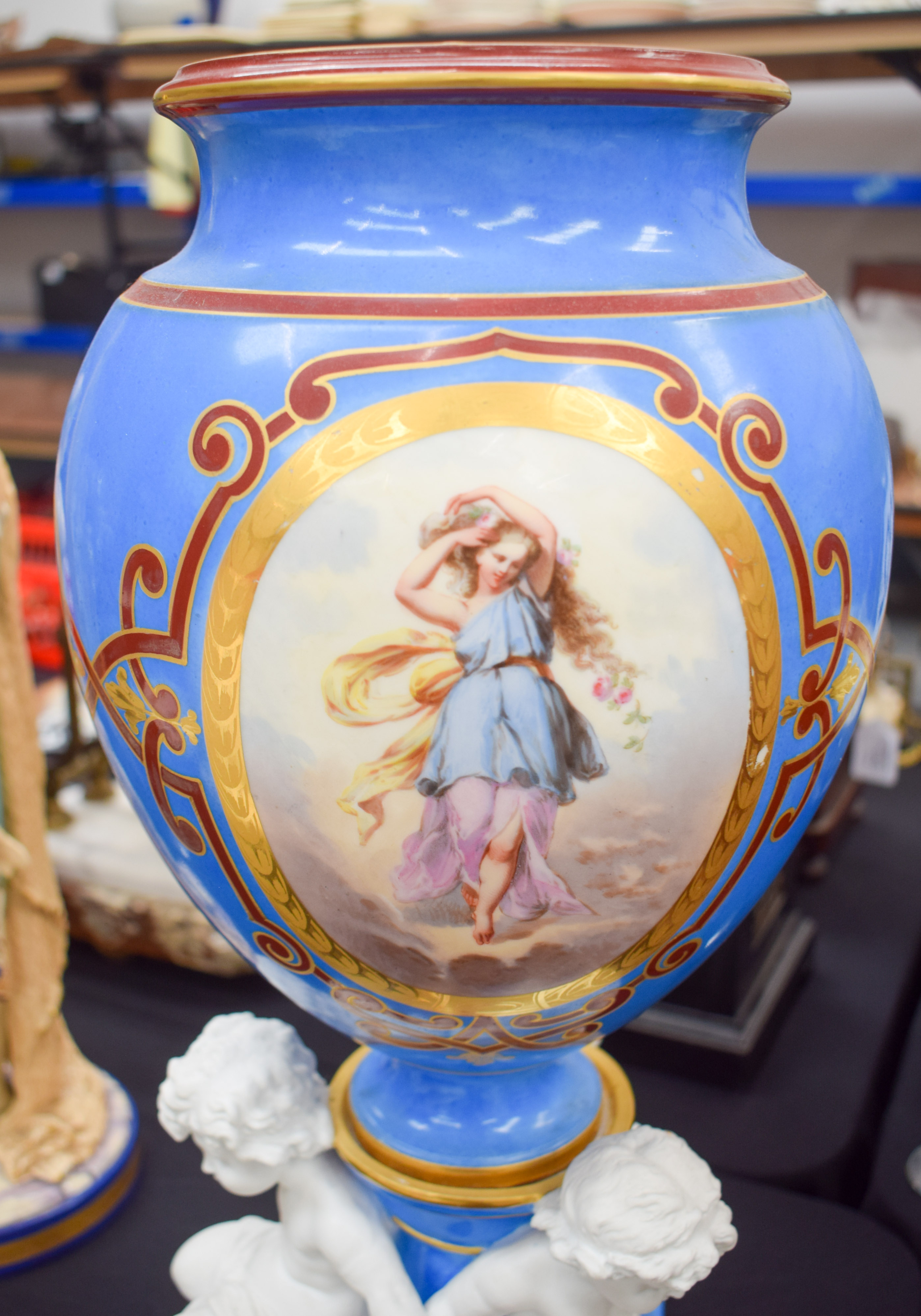 A SUPERB LARGE PAIR OF 19TH CENTURY PARIS PORCELAIN VASES painted with classical scenes, supported b - Image 7 of 20