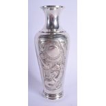 A 19TH CENTURY CHINESE EXPORT SILVER VASE by Woshing, decorated with birds and dragons. 169 grams. 1