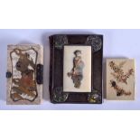 A RARE 19TH CENTURY JAPANESE MEIJI PERIOD SILVER ENAMEL AND IVORY NOTE PAD together with two others.