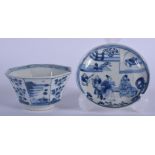 A 17TH/18TH CENTURY CHINESE PORCELAIN TEABOWL Kangxi, together with a similar saucer. (2)