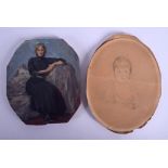 TWO ANTIQUE PAINTINGS. Largest 13 cm x 14 cm. (2)