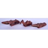 THREE RARE 19TH CENTURY AFRICAN TERRACOTTA BATH RASPS. Largest 18.5 cm long. (3)