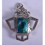 AN ARTS AND CRAFTS ENGLISH SILVER AND ENAMEL PENDANT. 2.75 cm x 2.5 cm.