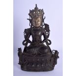 A 17TH/18TH CENTURY CHINESE BRONZE FIGURE OF A BUDDHA Ming/Qing. 21 cm x 11 cm.