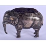 AN ANTIQUE ELEPHANT SILVER PIN CUSHION. 2.6 oz. 6.5 cm wide.