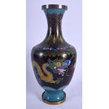 AN EARLY 20TH CENTURY CHINESE CLOISONNE ENAMEL VASE decorated with dragons. 25 cm high.