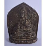 A FINE 18TH/19TH CENTURY CHINESE SINO TIBETAN BRONZE BUDDHISTIC SHRINE Qing, inscribed with calligra