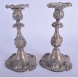 A PAIR OF ANTIQUE SWEDISH SILVER CANDLESTICKS. 22.6 oz (weighted). 20.5 cm high.
