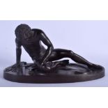 A 19TH CENTURY CONTINENTAL GRAND TOUR FIGURE OF THE DYING GAUL modelled upon an oval base. 30 cm x 1
