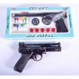 A VINTAGE BOXED GAT GUN together with a rifled barrel Webley junior air pistol. (2)