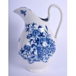 Worcester attractive ewer printed with a fence and flowers. 13 cm high.