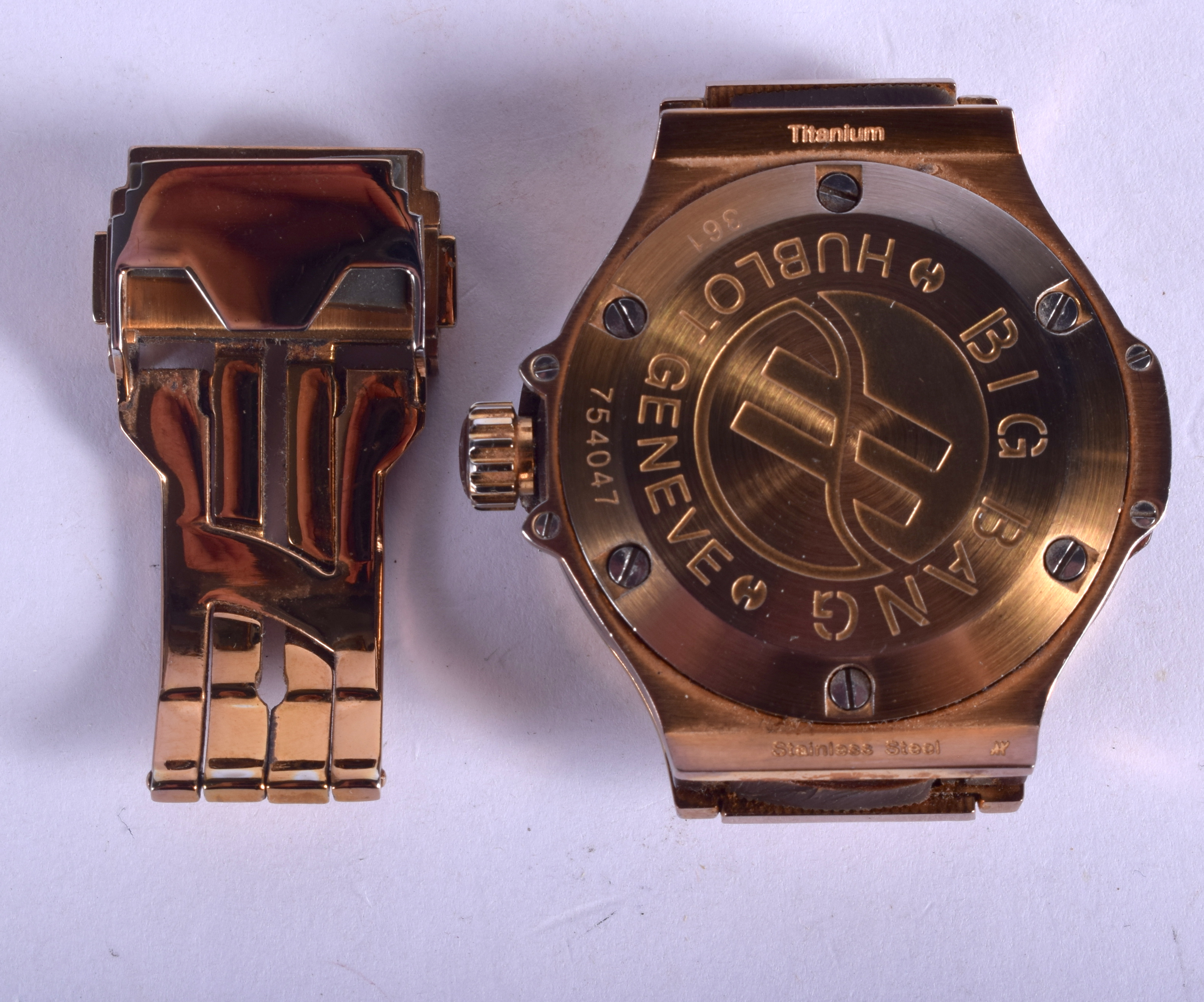 A CONTEMPORARY GENTLEMANS PEACH FASHION WATCH. 3.5 cm wide. - Image 2 of 2