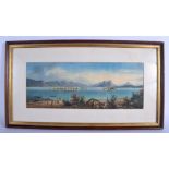 Italian School (19th Century) Gouache, Coastal scene. Image 47 cm x 19 cm.