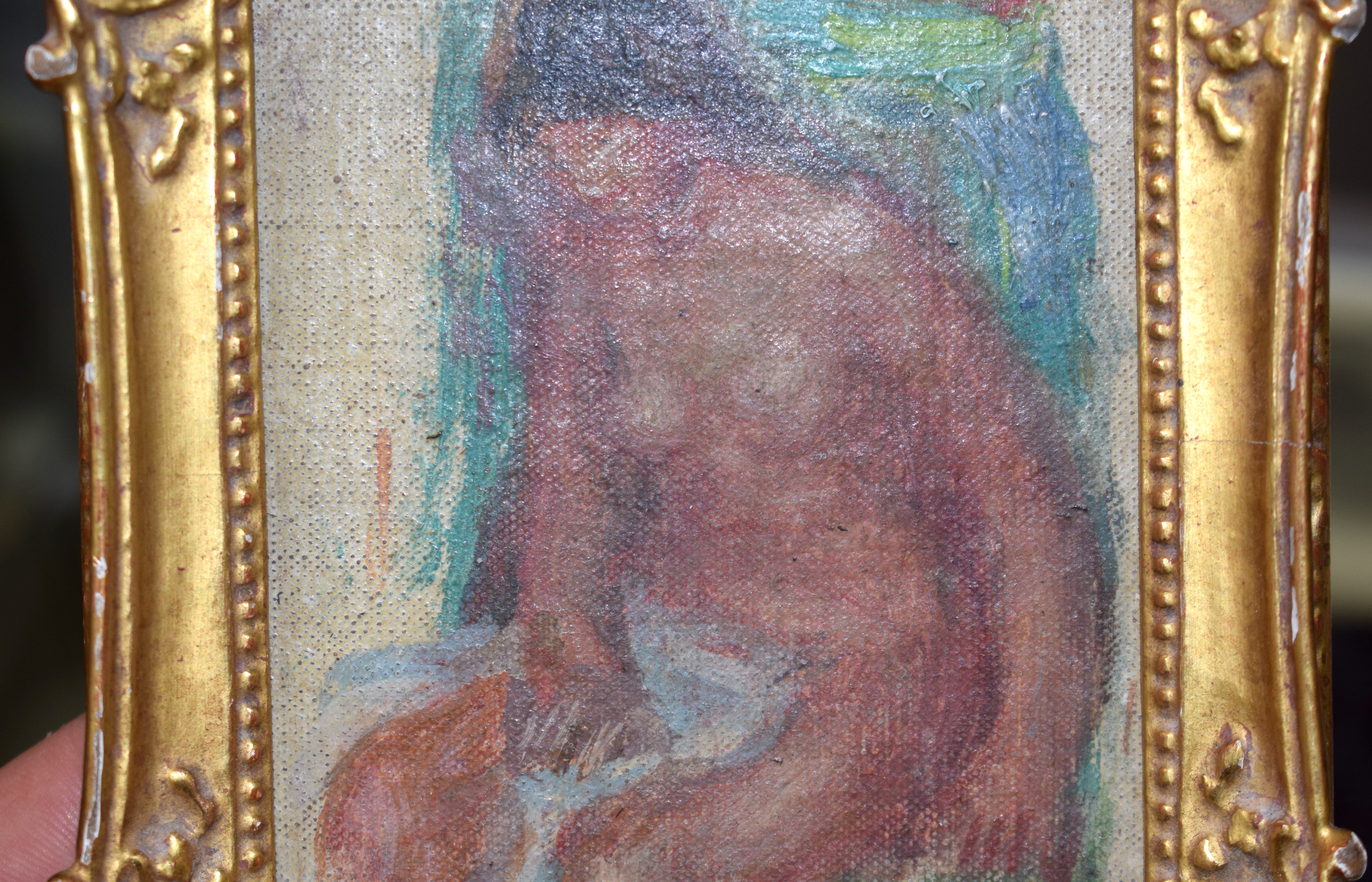 Continental School (20th Century) Oil on board, Nude study. Image 8.5 cm x 10 cm. - Image 4 of 7