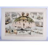 AN ANTIQUE ENGRAVING MIGNON together with an unusual Hong Kong coloured rowing club engraving. Large