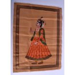 A VINTAGE INDIAN PAINTING ON SILK depicting a male. 55 cm x 39 cm.