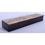 AN ANTIQUE FRENCH PARIS EXHIBITION LACQUERED PEN BOX. 20 cm x 6 cm.