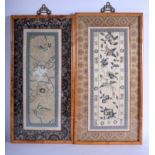A PAIR OF EARLY 20TH CENTURY CHINESE SILKWORK PANELS. Silk 50 cm x 24 cm.