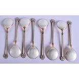 EIGHT 1950S SILVER AND ENAMEL SPOONS by David Andersen. 5 oz. (8)