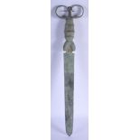 A CONTINENTAL ANTIQUITY STYLE BRONZE SWORD possibly Grand Tour. 59 cm long.