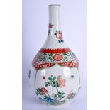 AN EARLY 18TH CENTURY CHINESE FAMILLE VERTE PORCELAIN BOTTLE VASE Kangxi, painted with flowers and v