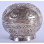 AN ANTIQUE MIDDLE EASTERN WHITE METAL BOX AND COVER probably Indian or Tibetan. 5 oz. 11 cm wide.