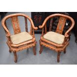 A FINE PAIR OF 18TH/19TH CENTURY CHINESE HARDWOOD CHAIRS Qing, of finer than usual quality, inlaid i