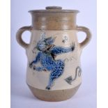 MICHAEL AND JOANNE MOSSE FOR LLANBRYNMAIR POTTERY, A SALT-GLAZED STONEWARE JAR AND COVER