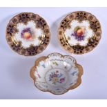 A PAIR OF ANTIQUE ROYAL WORCESTER CABINET PLATES by Richard Sebright & Cole, together with a German