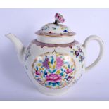 Worcester teapot and cover painted in companie des indes style. 18 cm wide.