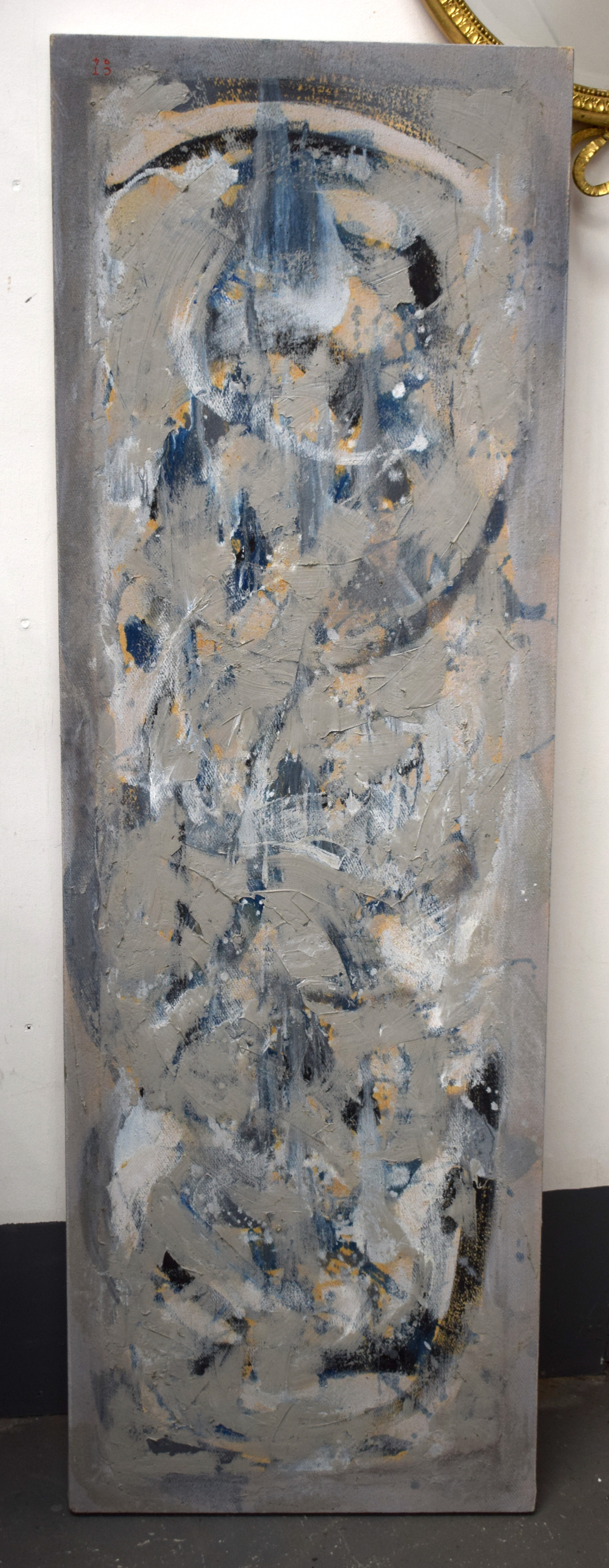 A LARGE ABSTRACT OIL ON CANVAS 20th Century. 135 cm x 38 cm.